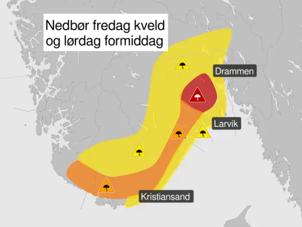 Lørdag 4. oktober er det meldt ekstremt mye regn, sterk vind og flomfare i deler av Viken Skogs geografi. Det ser ut til å bli verst i Vestfold. Det kan være lurt å ta en sjekk av grøfter og stikkrenner for å være sikker på at vannet tar den veien det skal.